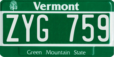 VT license plate ZYG759