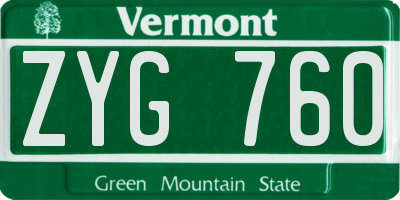 VT license plate ZYG760