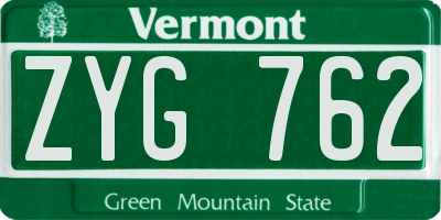 VT license plate ZYG762