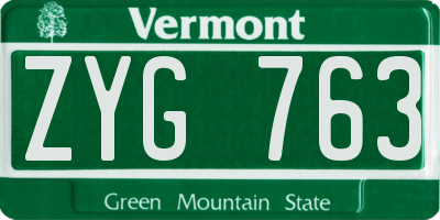 VT license plate ZYG763
