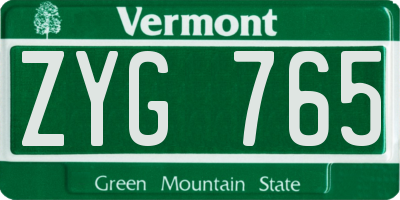 VT license plate ZYG765