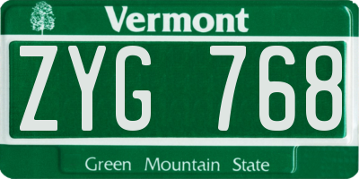 VT license plate ZYG768
