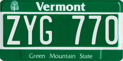 VT license plate ZYG770