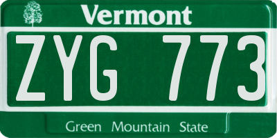 VT license plate ZYG773