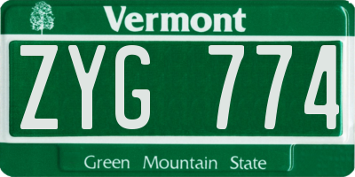 VT license plate ZYG774