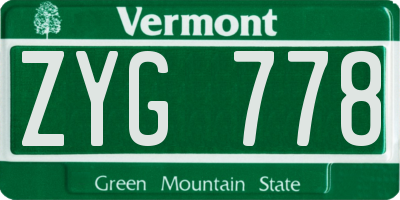 VT license plate ZYG778