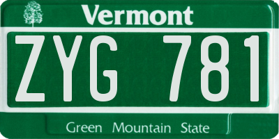 VT license plate ZYG781