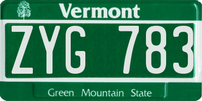 VT license plate ZYG783