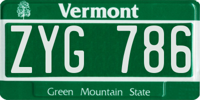 VT license plate ZYG786