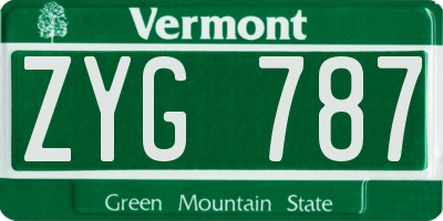 VT license plate ZYG787