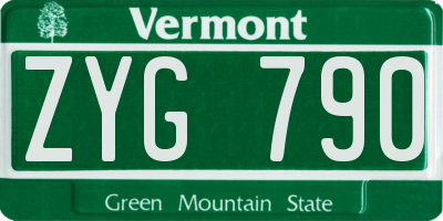 VT license plate ZYG790