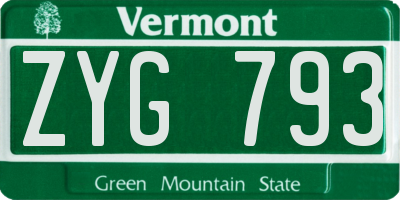 VT license plate ZYG793
