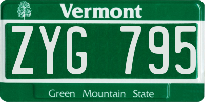 VT license plate ZYG795