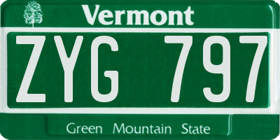 VT license plate ZYG797