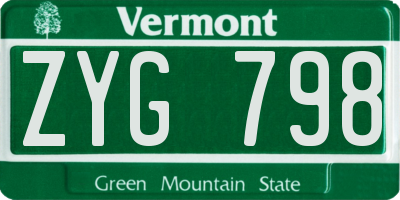 VT license plate ZYG798