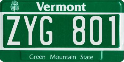 VT license plate ZYG801