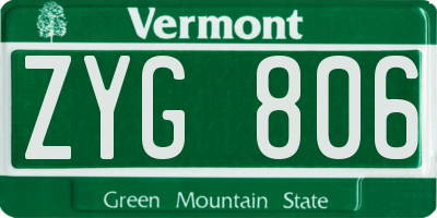 VT license plate ZYG806
