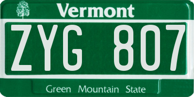 VT license plate ZYG807