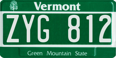 VT license plate ZYG812