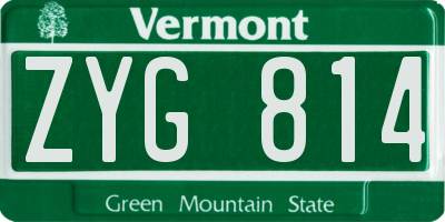 VT license plate ZYG814