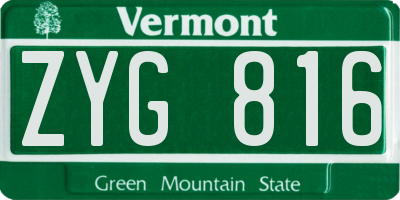 VT license plate ZYG816