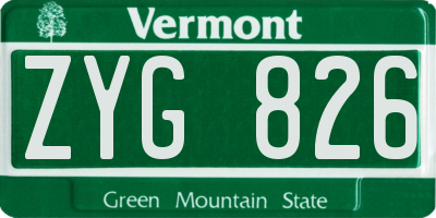 VT license plate ZYG826