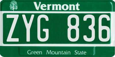 VT license plate ZYG836