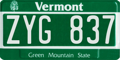 VT license plate ZYG837