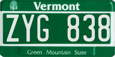 VT license plate ZYG838