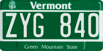 VT license plate ZYG840