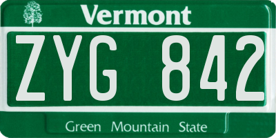 VT license plate ZYG842