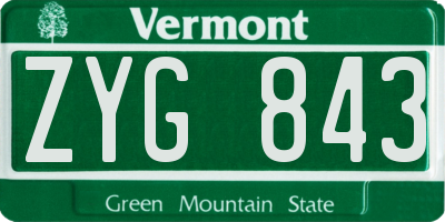VT license plate ZYG843