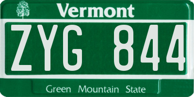 VT license plate ZYG844