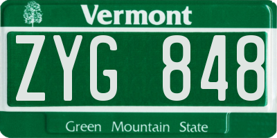 VT license plate ZYG848