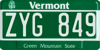 VT license plate ZYG849