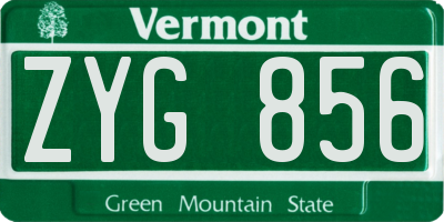 VT license plate ZYG856