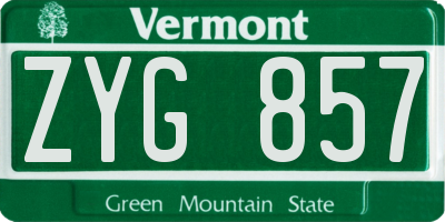 VT license plate ZYG857