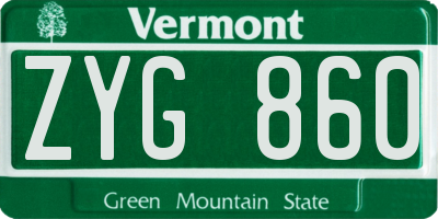 VT license plate ZYG860