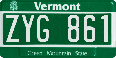 VT license plate ZYG861