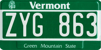 VT license plate ZYG863