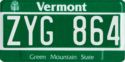 VT license plate ZYG864
