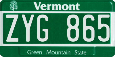 VT license plate ZYG865