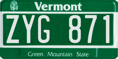 VT license plate ZYG871
