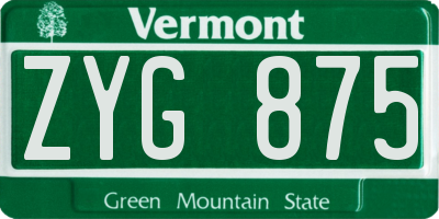 VT license plate ZYG875