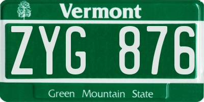 VT license plate ZYG876