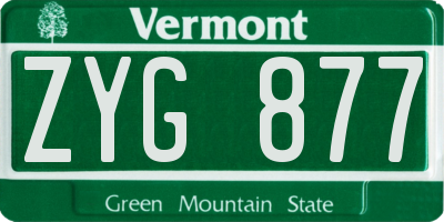 VT license plate ZYG877