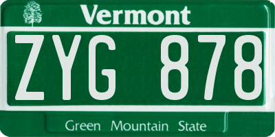 VT license plate ZYG878