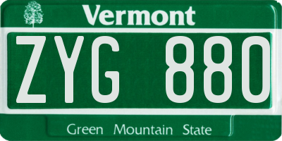 VT license plate ZYG880