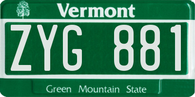 VT license plate ZYG881
