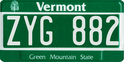 VT license plate ZYG882